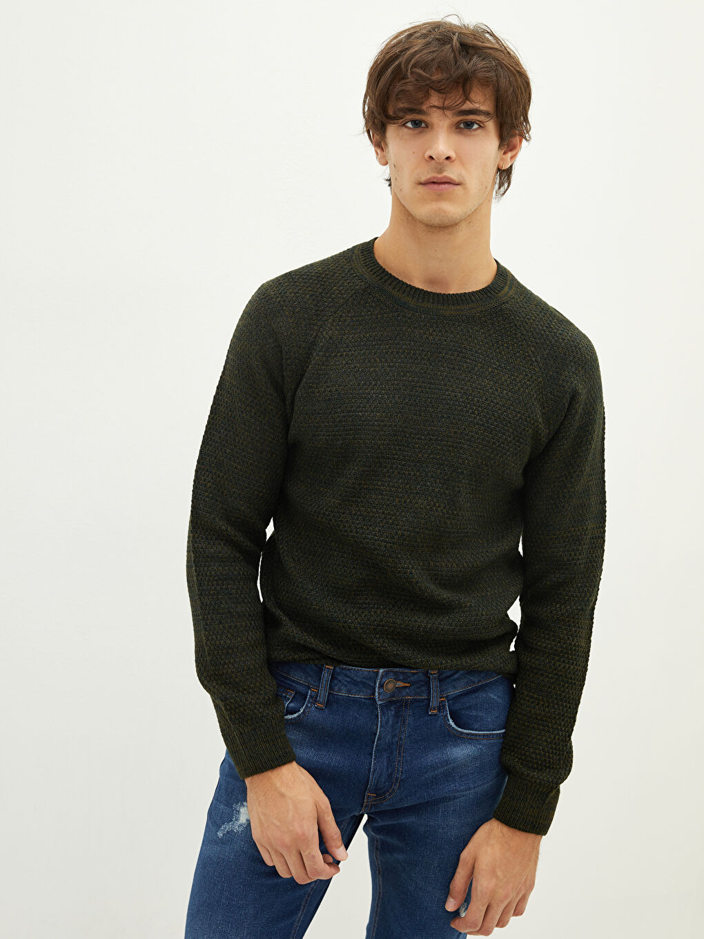 rew Neck Long Sleeve Thick Men's Knitwear Sweater-2