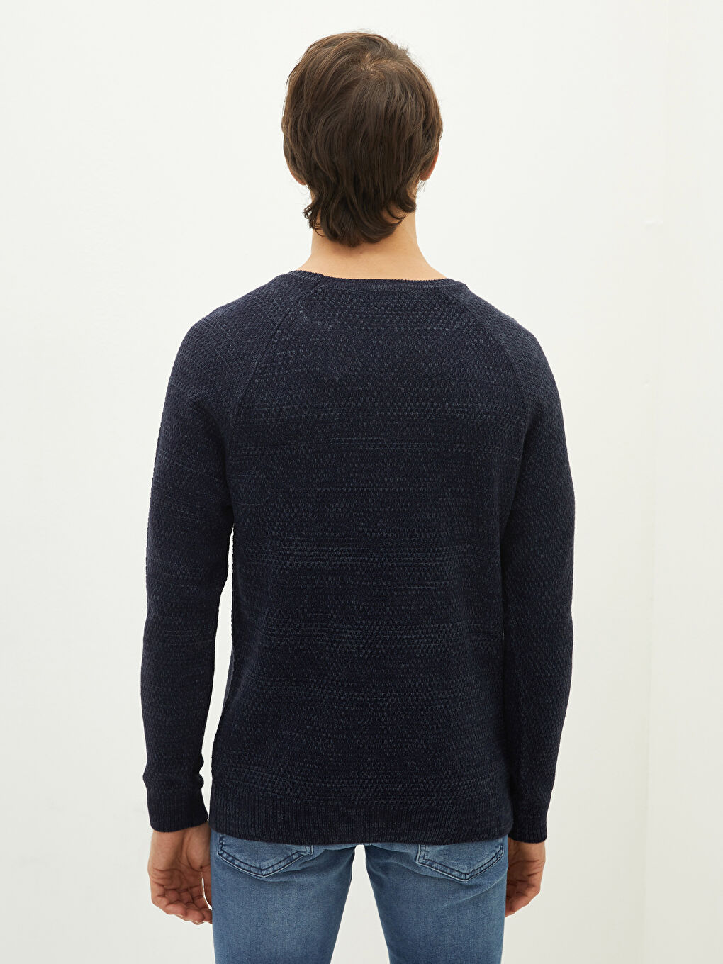 Светр з круглим вирізом горловини, довгим рукавом, товстий, для чоловіків, трикотажний-4