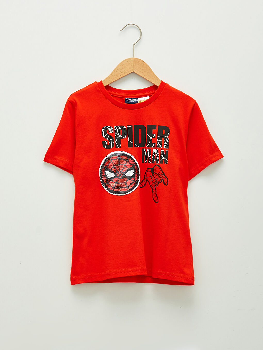 LCW Kids Rundhalsausschnitt Spider-Man Bedrucktes Wendepailletten Kurzarm T-Shirt für Jungen -W17483Z4-HBH