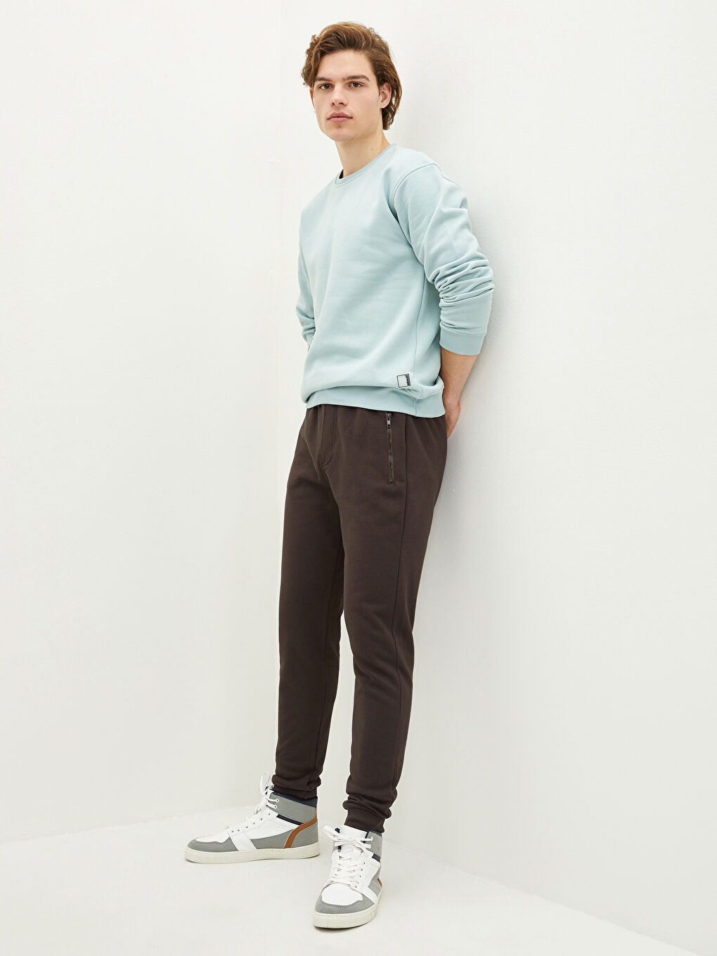 Kahverengi Slim Fit Erkek Kalın Jogger Eşofman Altı