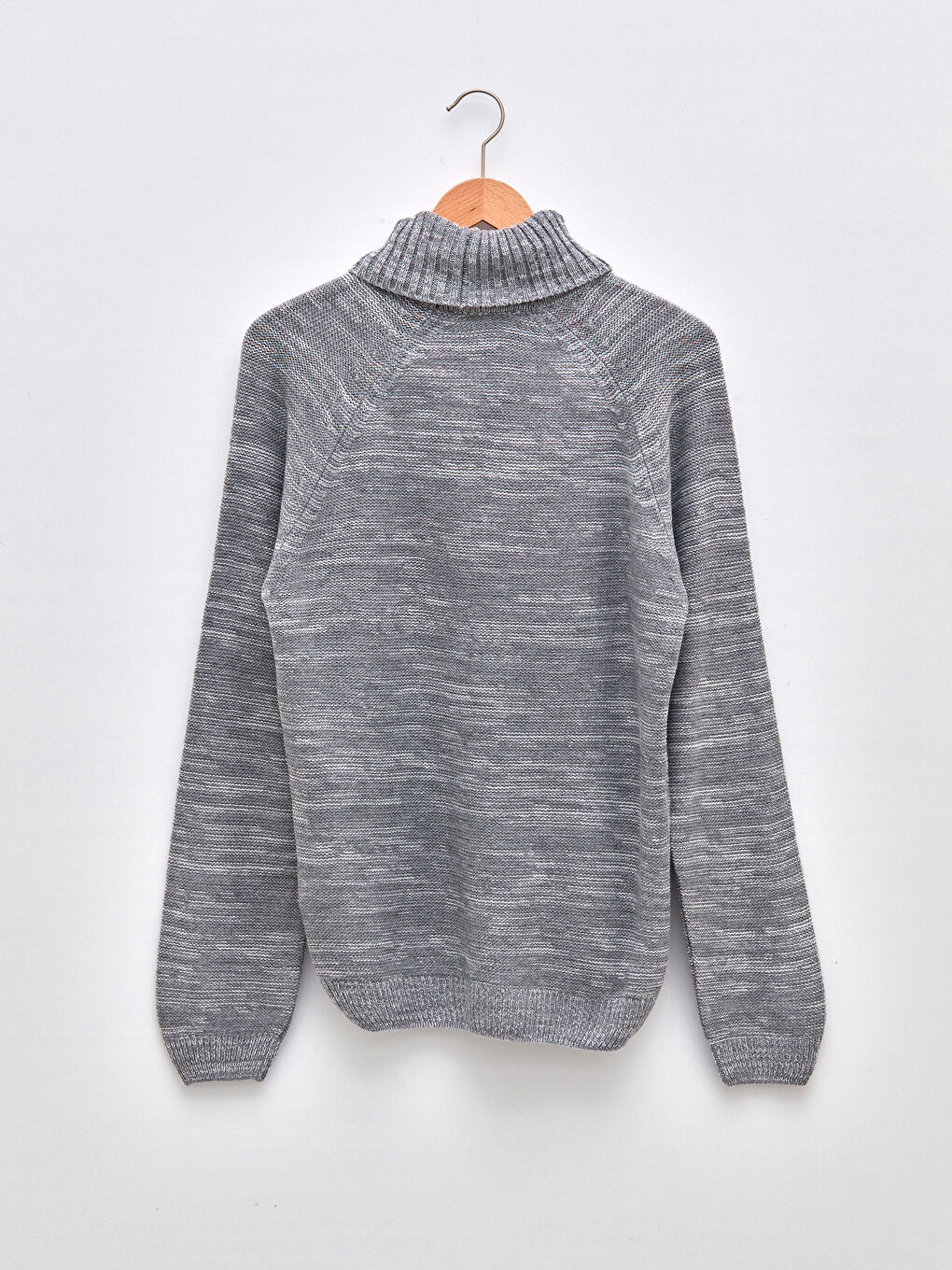 Gri Balıkçı Yaka Uzun Kollu Kalın Erkek Triko Kazak-6