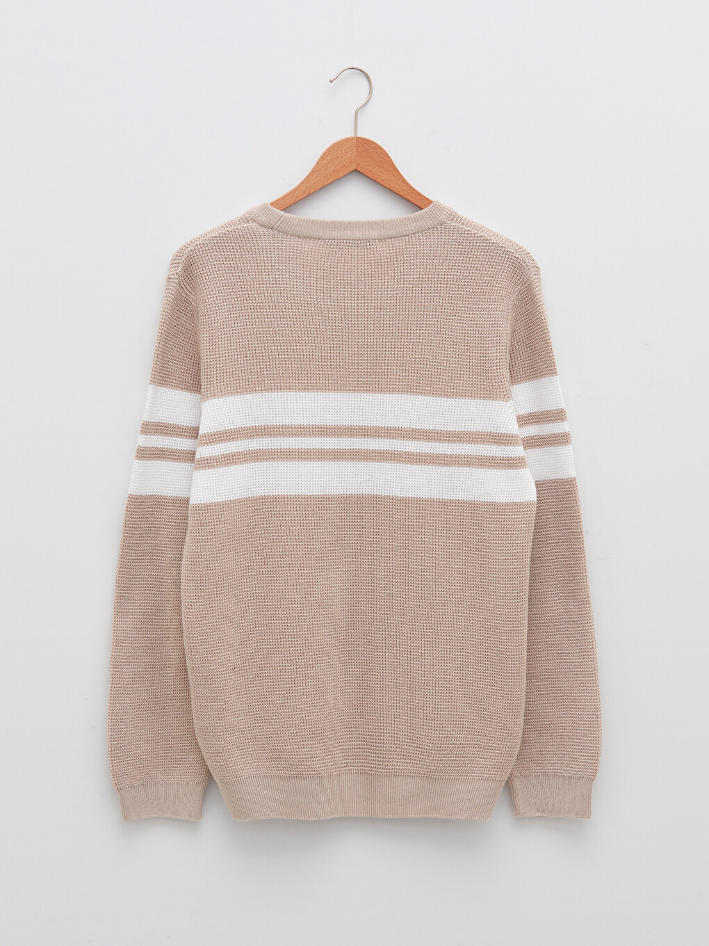 Crew Neck Long Sleeve Striped Men's Knitwear Sweater-6