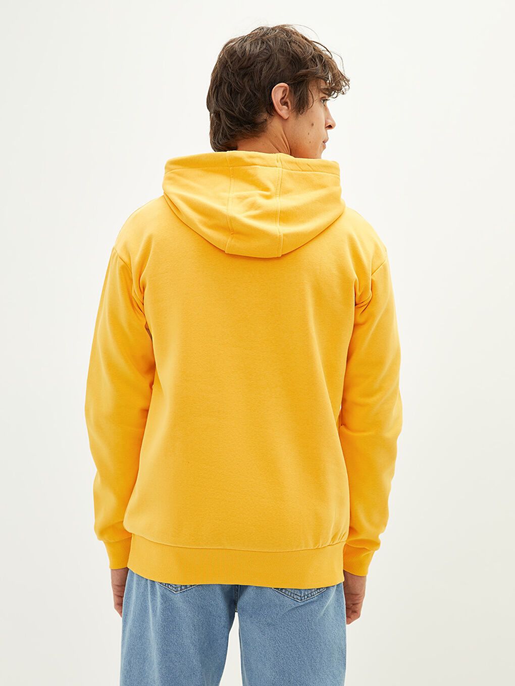 Turuncu Uzun Kollu Erkek Kalın Hoodie-1