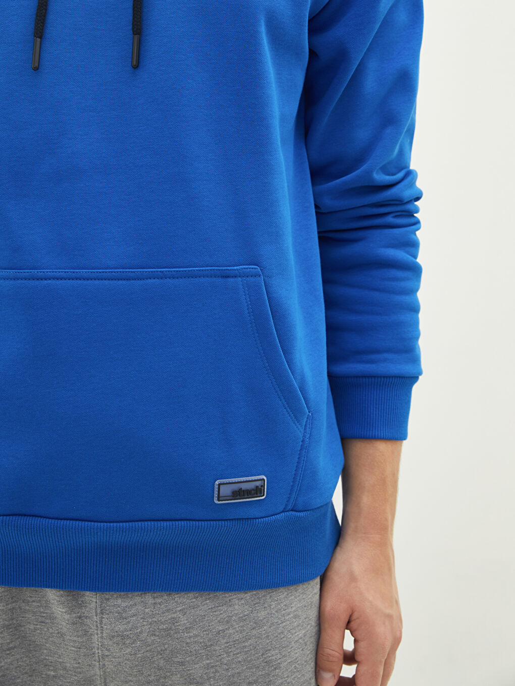 Mavi Uzun Kollu Erkek Kalın Hoodie-3