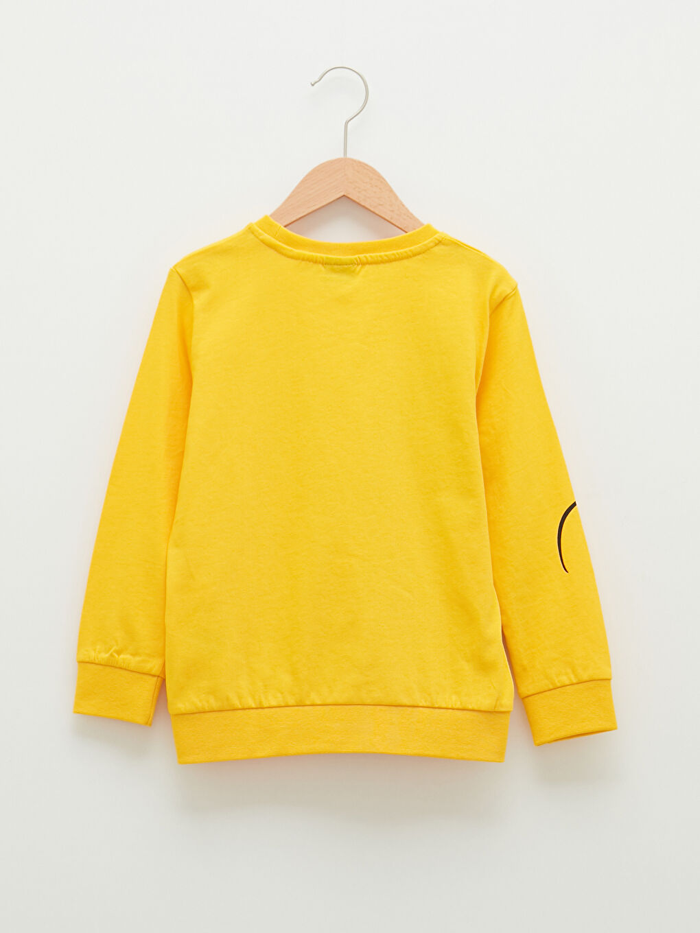 Sarı Bisiklet Yaka Mickey Mouse Baskılı Uzun Kollu Erkek Çocuk Sweatshirt-1