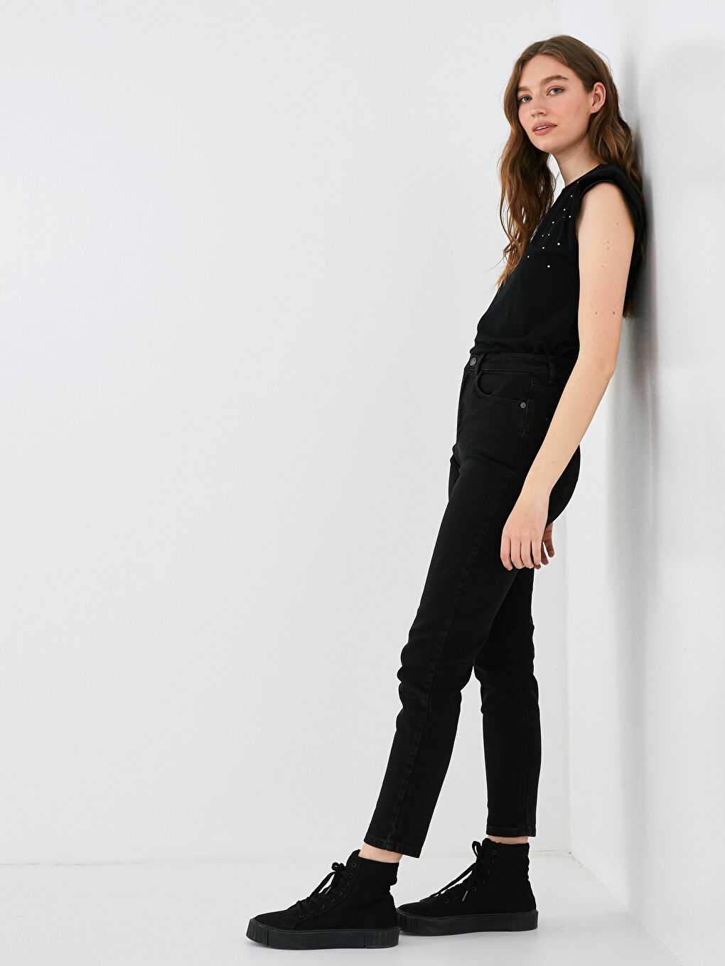 LCW Jeans High Waist Slim Fit Rodeo Jean Trousers For Women With Pocket Detail -W17555Z8-327