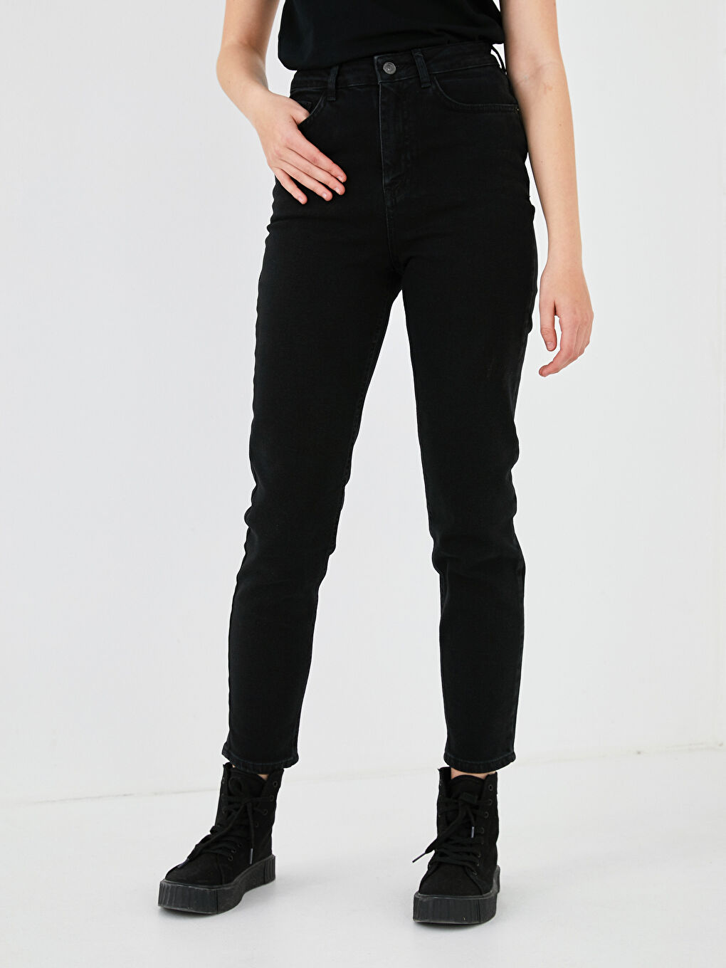 LCW Jeans High Waist Slim Fit Rodeo Jean Trousers For Women With Pocket Detail -W17555Z8-327