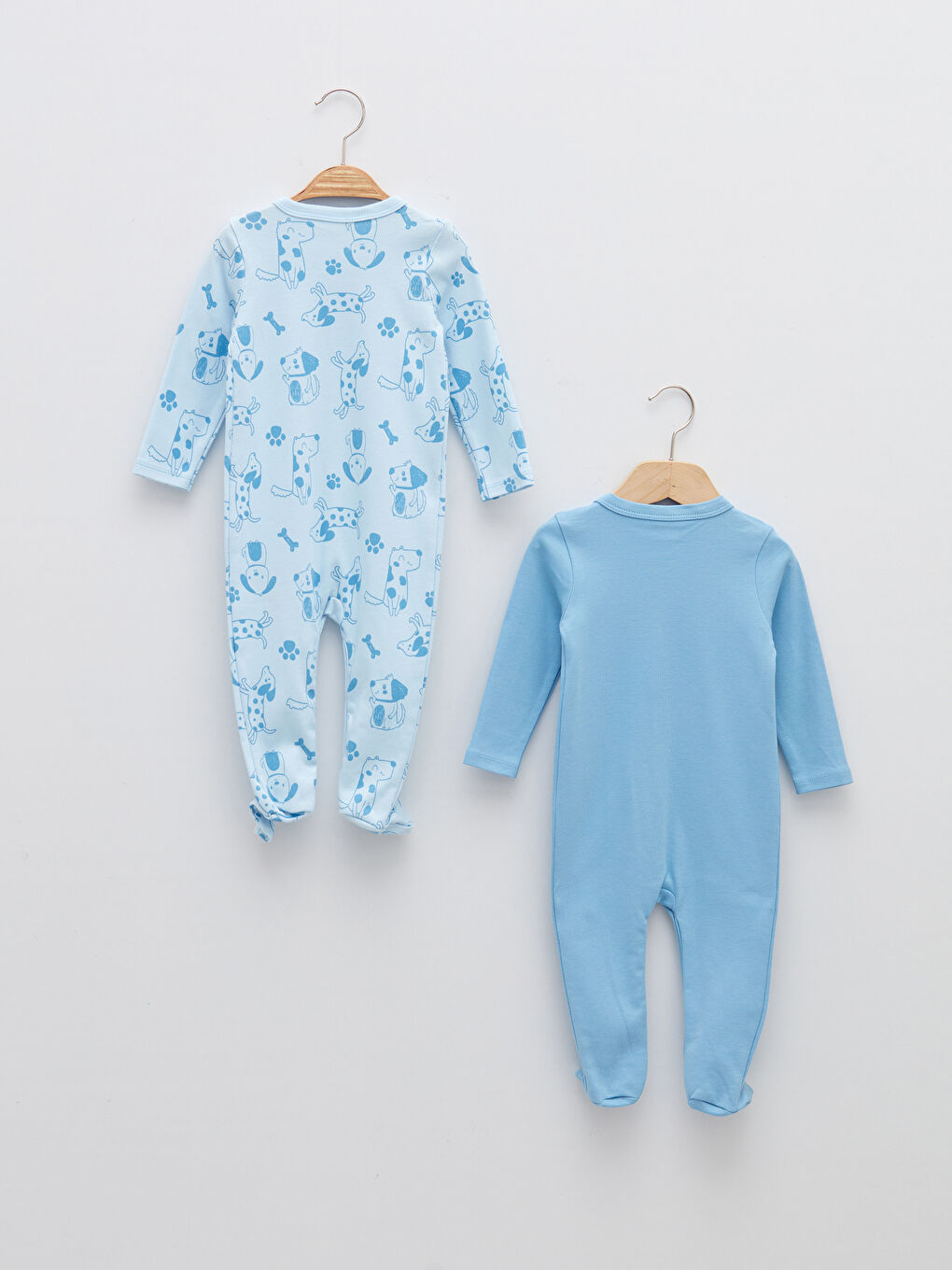 V Neck Long Sleeve Printed Cotton Baby Boy Rompers 2 Pack-1