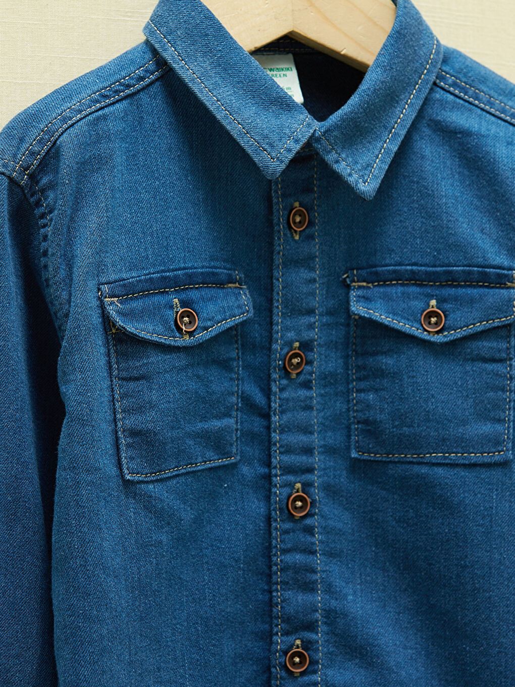 Long Sleeve Basic Baby Boys' Denim Shirt-1