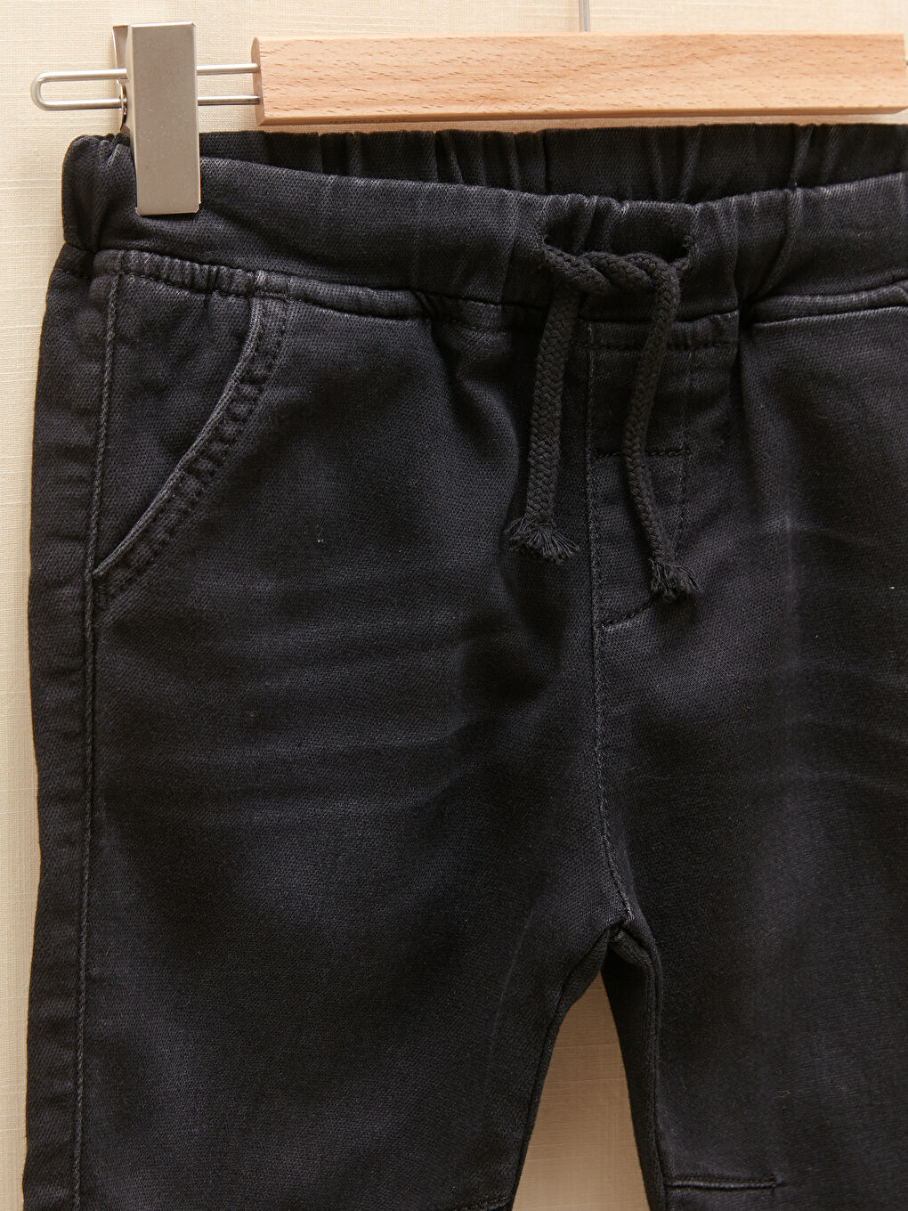 Siyah Beli Lastikli Basic Erkek Bebek Jean Pantolon-2