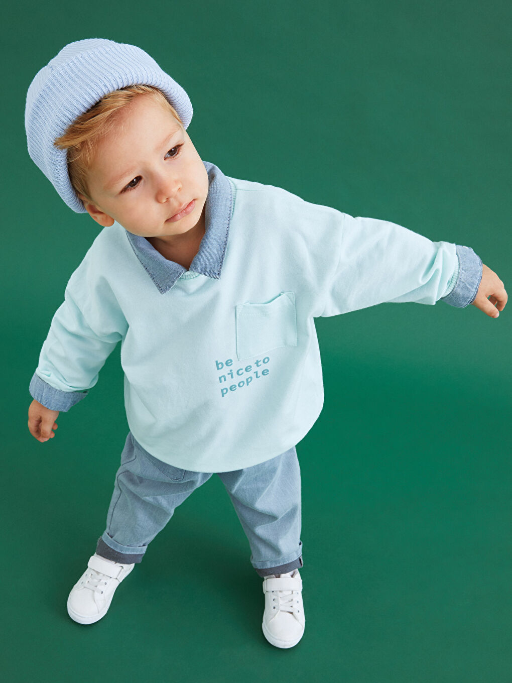 Shirt Collar Long Sleeve Basic Baby Boy Jean Salopet-2