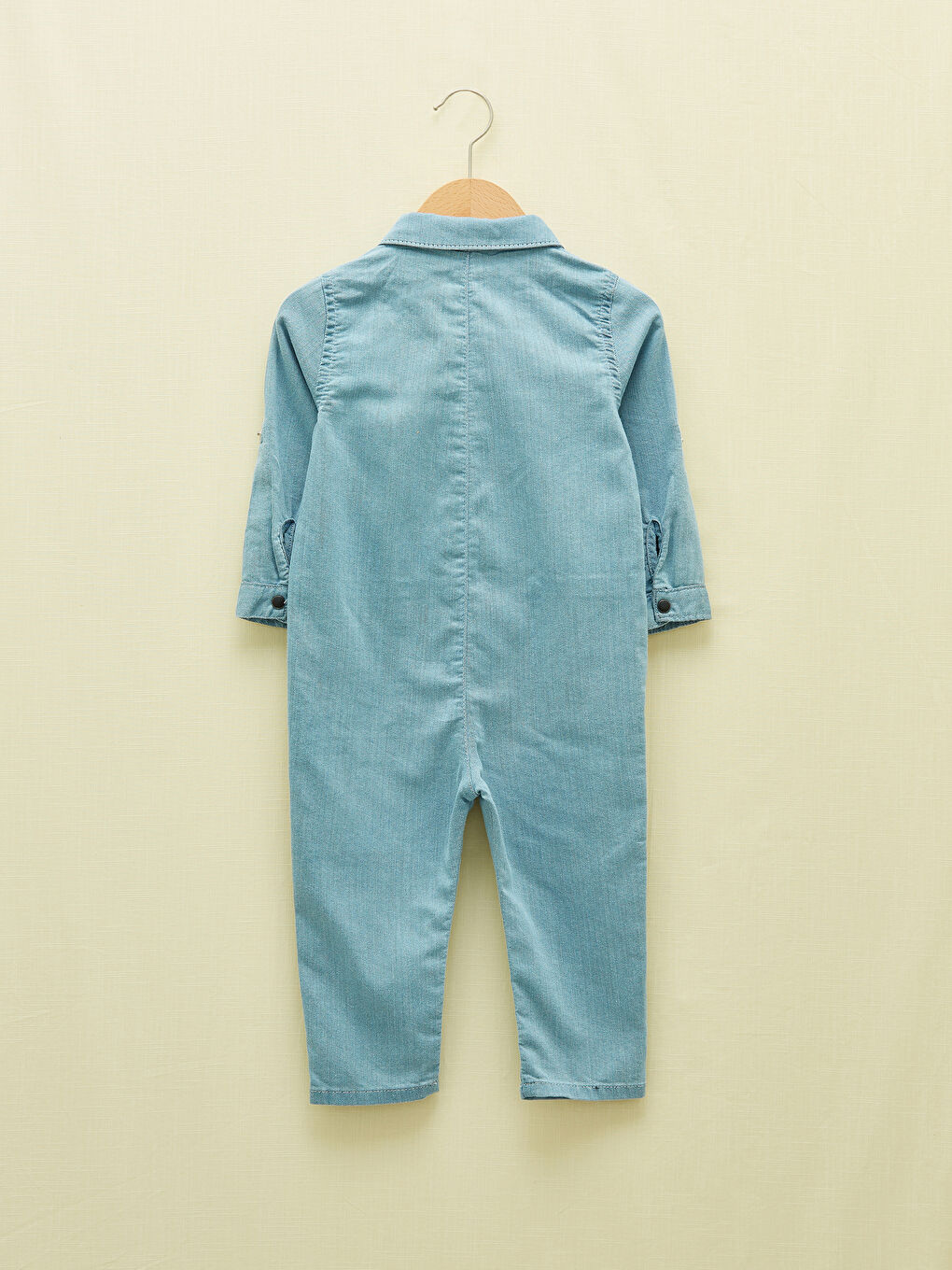 Shirt Collar Long Sleeve Basic Baby Boy Jean Salopet-5