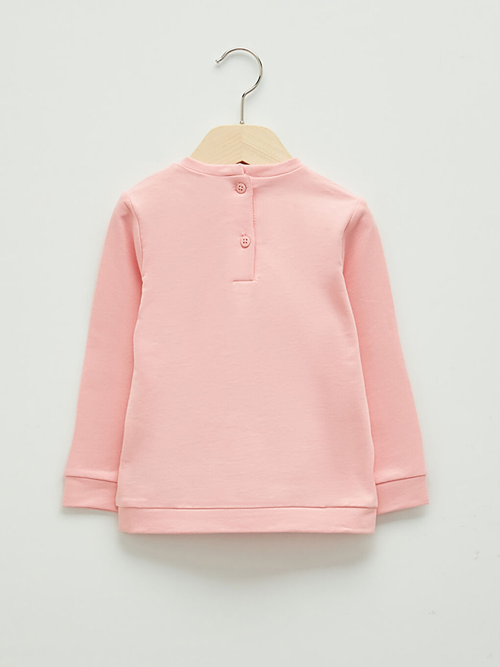 Pembe Bisiklet Yaka Uzun Kollu Baskılı Kız Bebek Sweatshirt-1