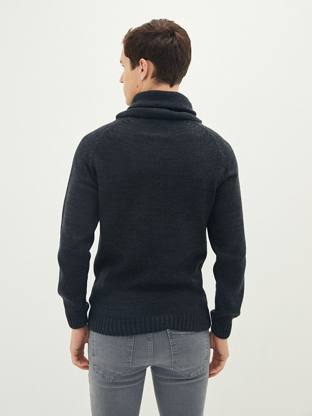 Funnel Hoodie Long Sleeve Men's Tricot Sweater-4