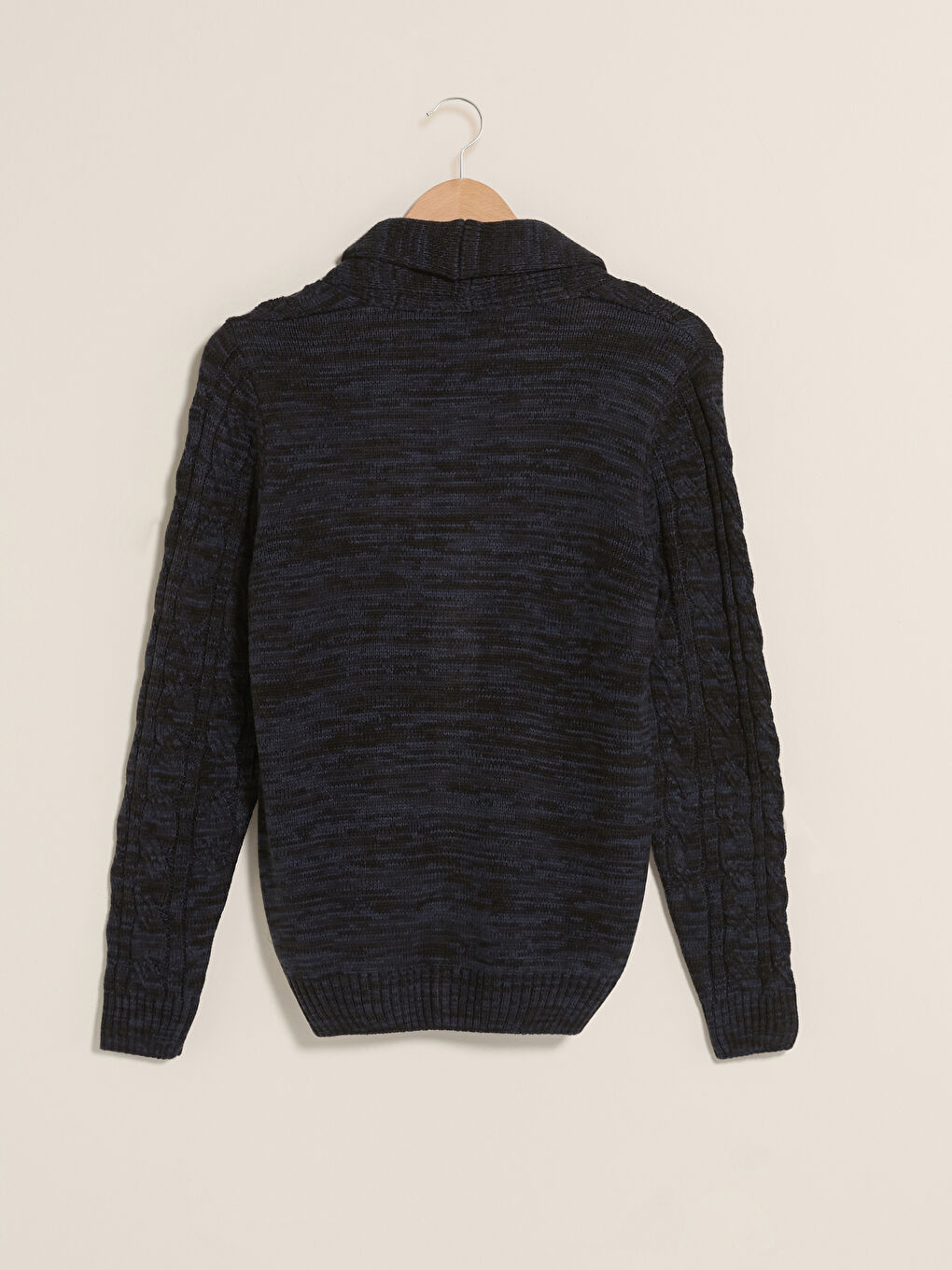 Кардиган из трикотажа с шалевым воротником, с длинным рукавом, слим-фит для мужчин-7