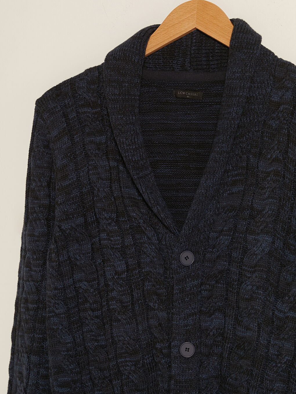 Кардиган из трикотажа с шалевым воротником, с длинным рукавом, слим-фит для мужчин-8