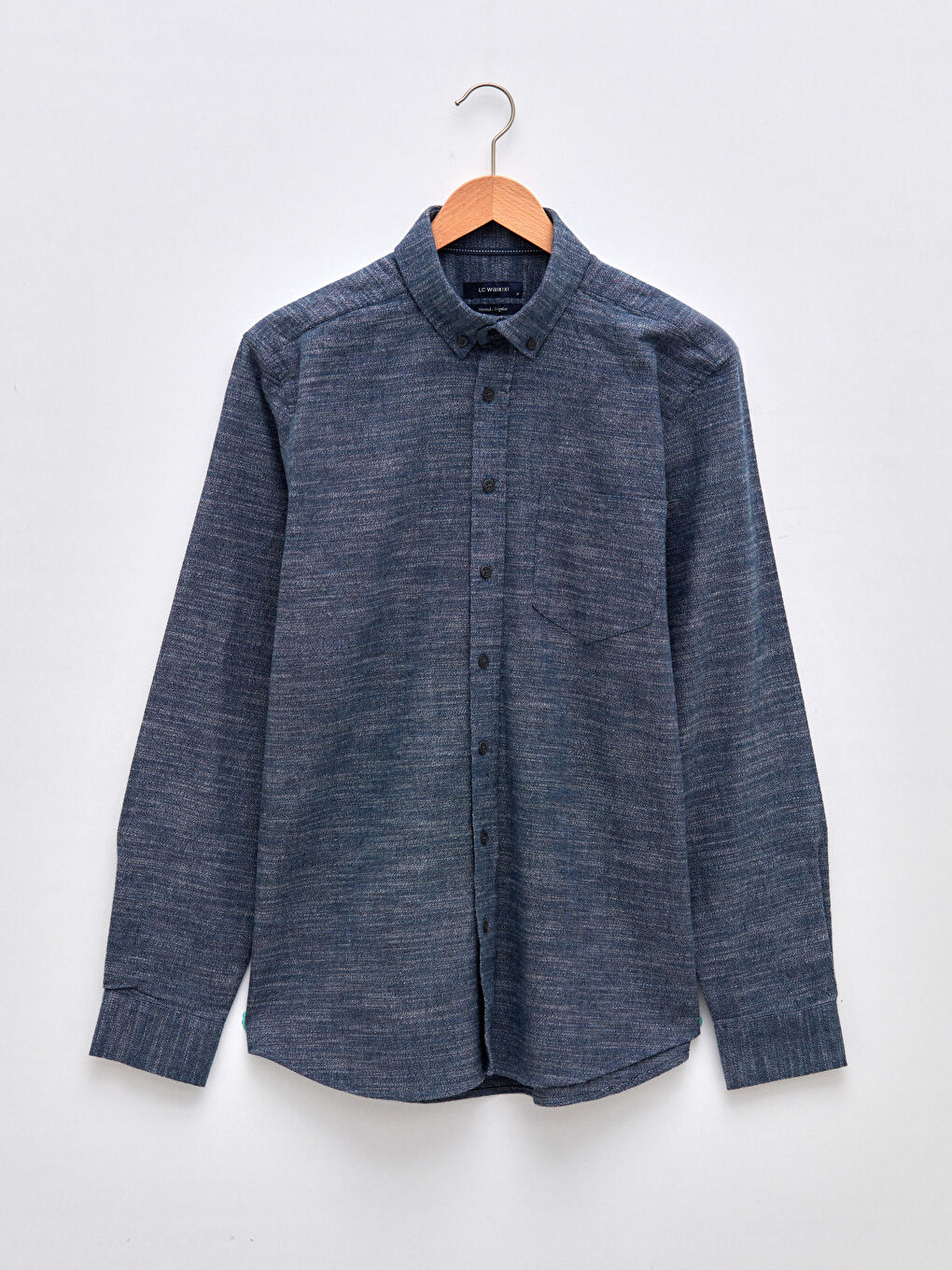 Cămașă pentru Bărbați cu Mânecă Lungă, Material Țesătură Dobby, Croială Regulară-5