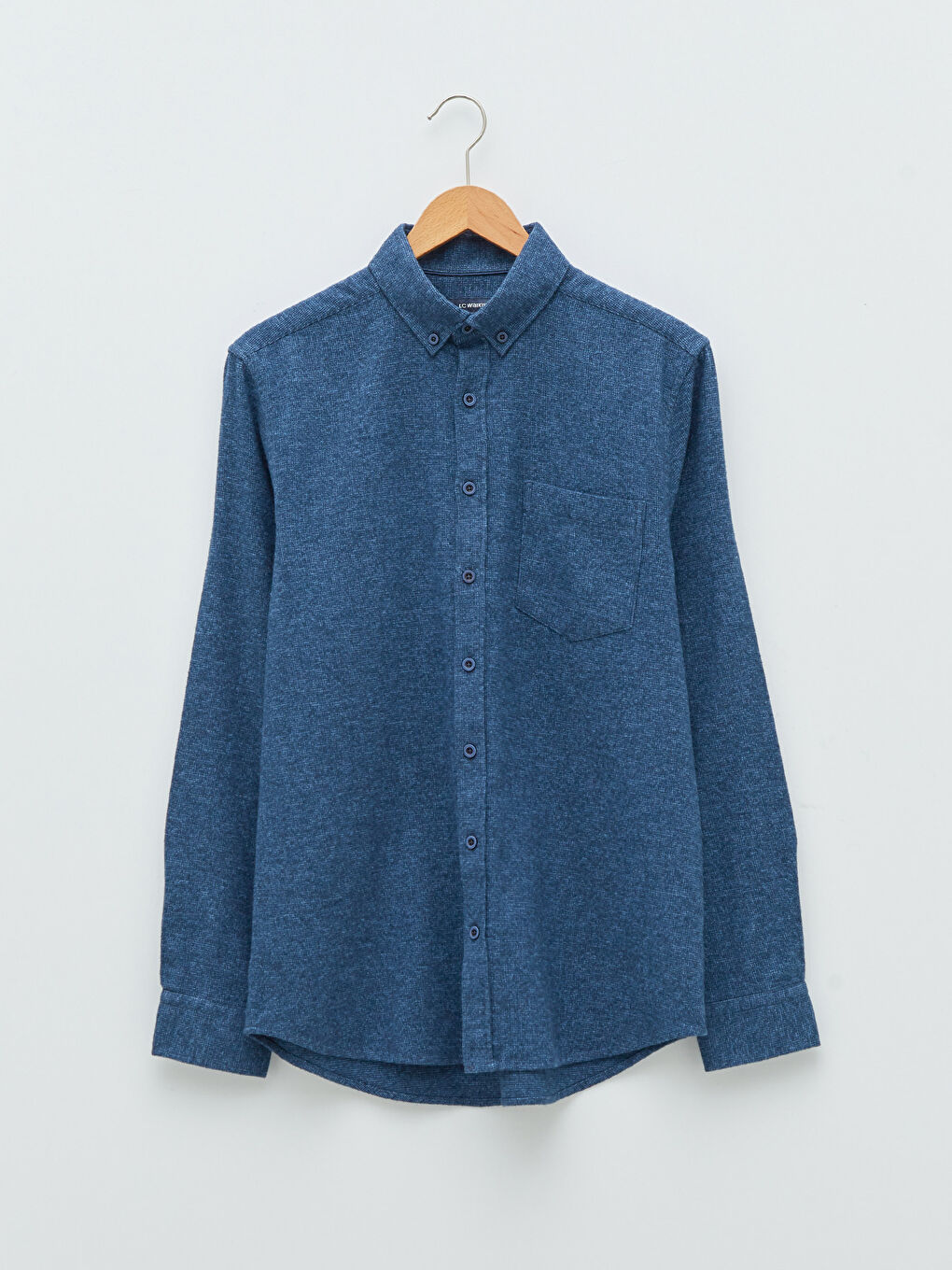 Lacivert Regular Fit Uzun Kollu Erkek Gömlek-5