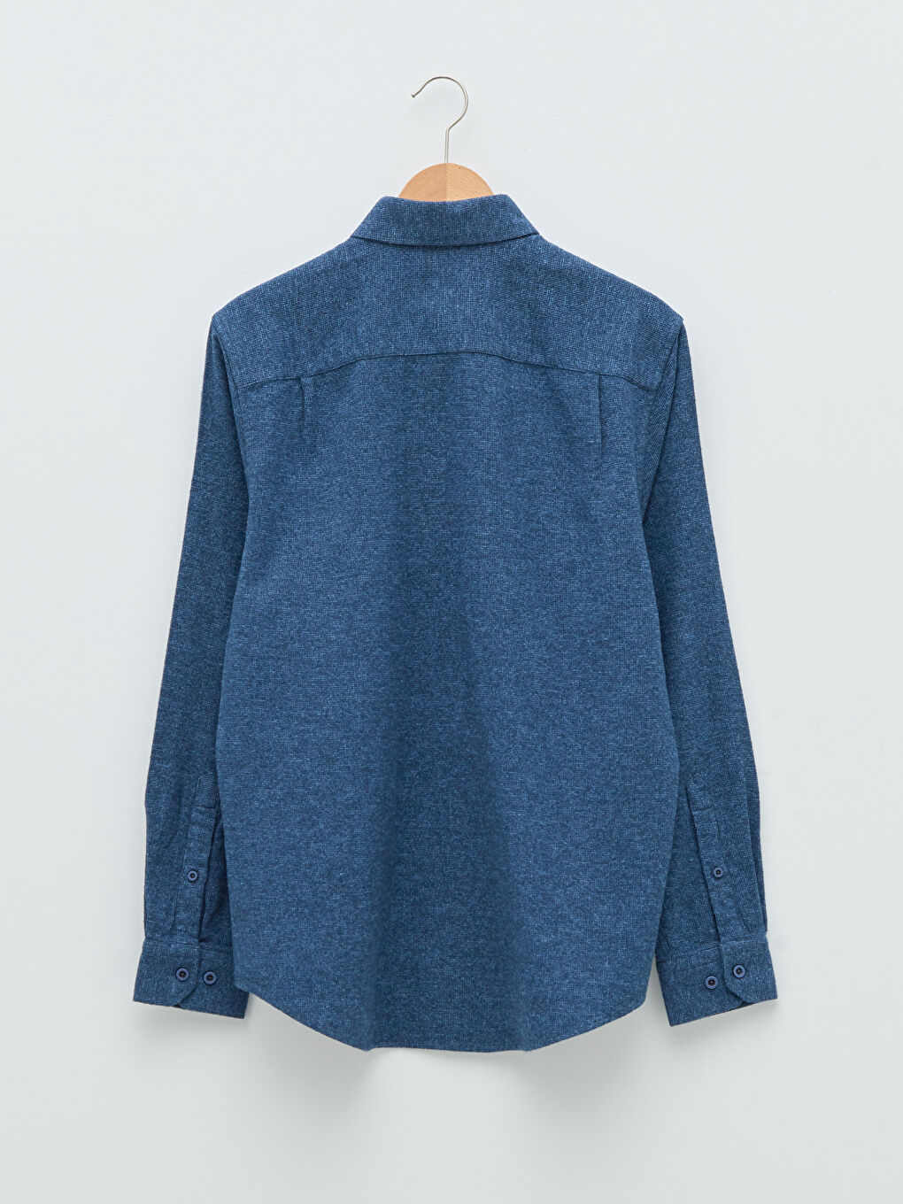 Lacivert Regular Fit Uzun Kollu Erkek Gömlek-6