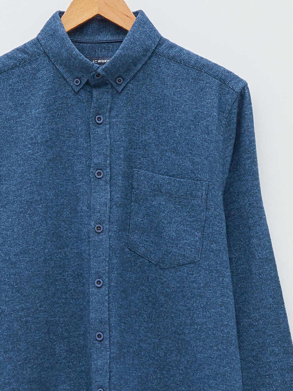 Lacivert Regular Fit Uzun Kollu Erkek Gömlek-7