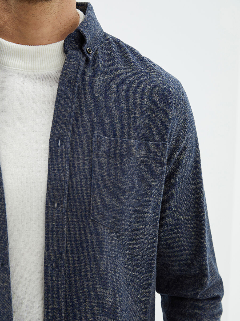 Bej Regular Fit Uzun Kollu Erkek Gömlek-3