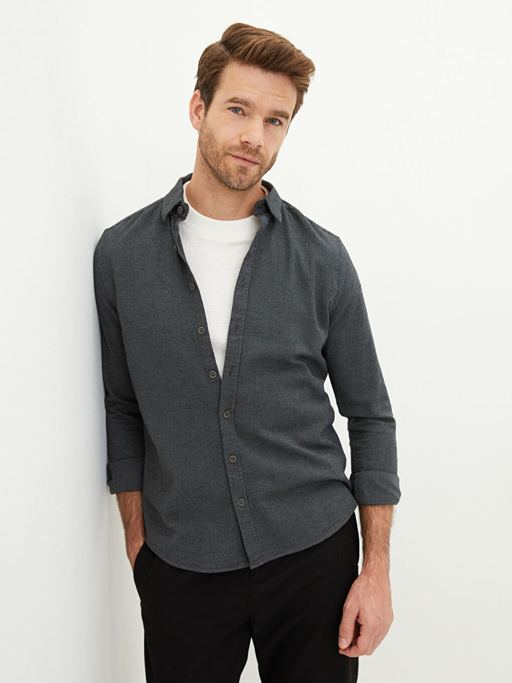 Yeşil Slim Fit Uzun Kollu Erkek Gömlek