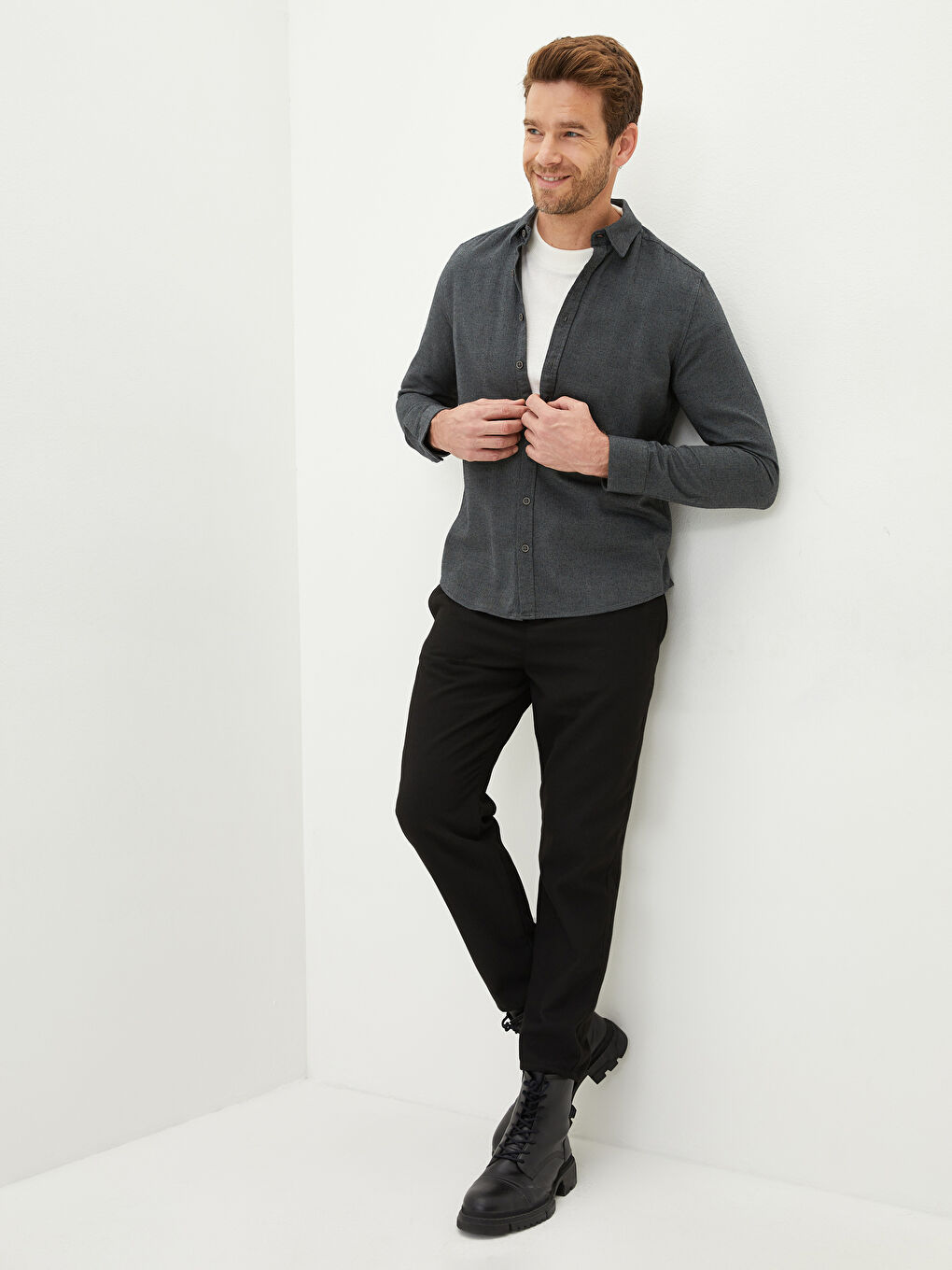 Yeşil Slim Fit Uzun Kollu Erkek Gömlek-2