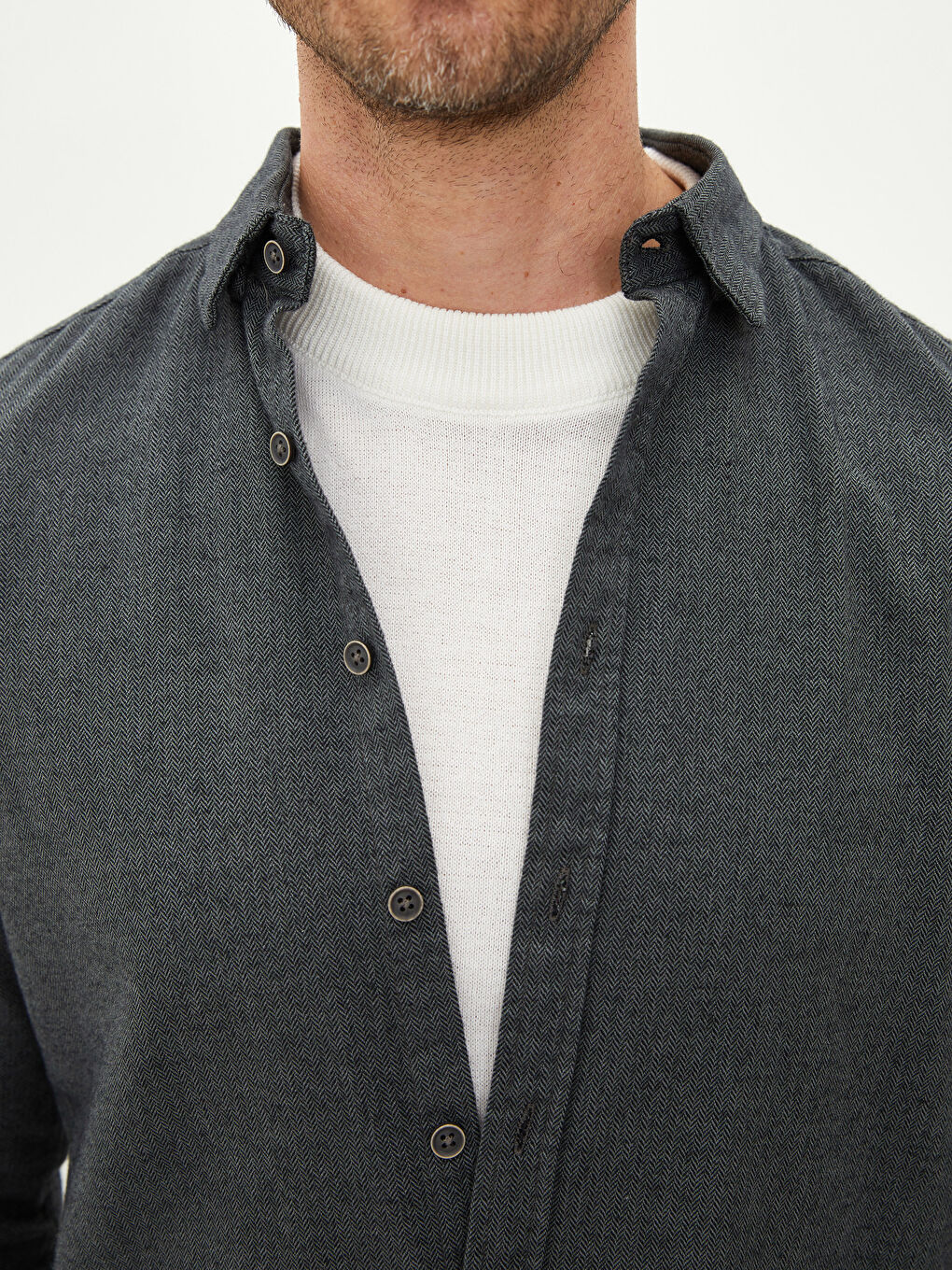 Yeşil Slim Fit Uzun Kollu Erkek Gömlek-3