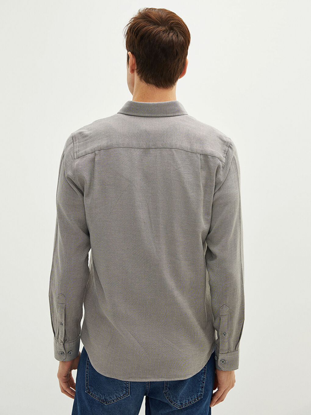 Рубашка Мужская из Габардина с Длинным Рукавом Стандартного Кроя-4