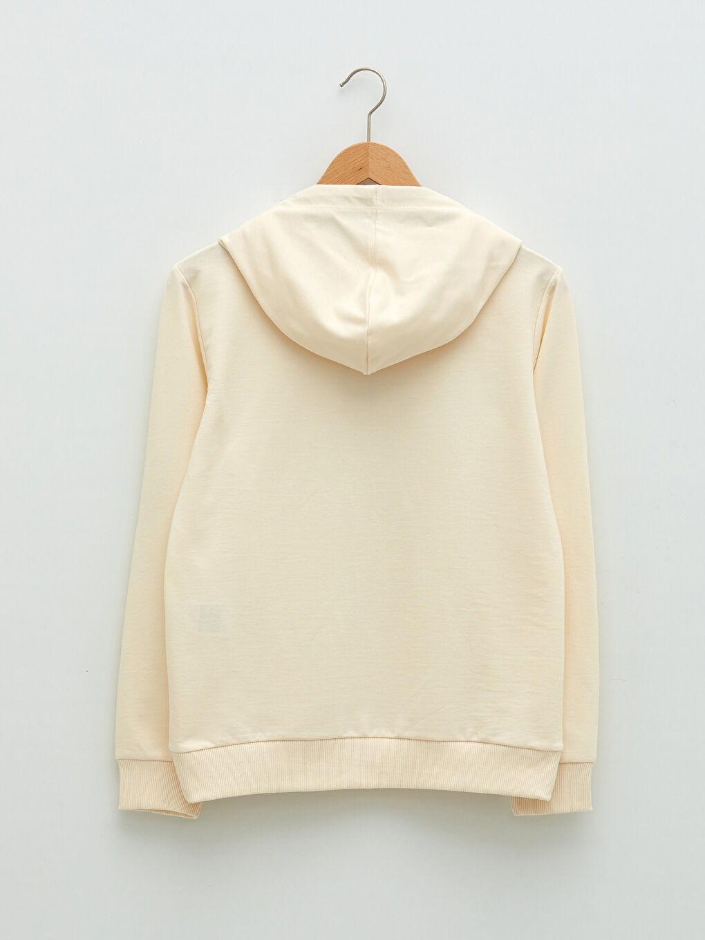 Bej Kapüşon Yaka Baskılı Uzun Kollu Kadın Sweatshirt-6