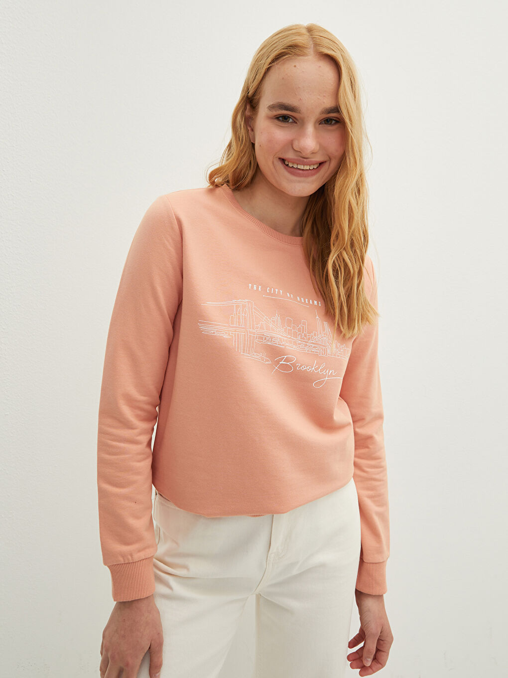 Rundhalsausschnitt Bedruckt Langarm Damen Sweatshirt-1
