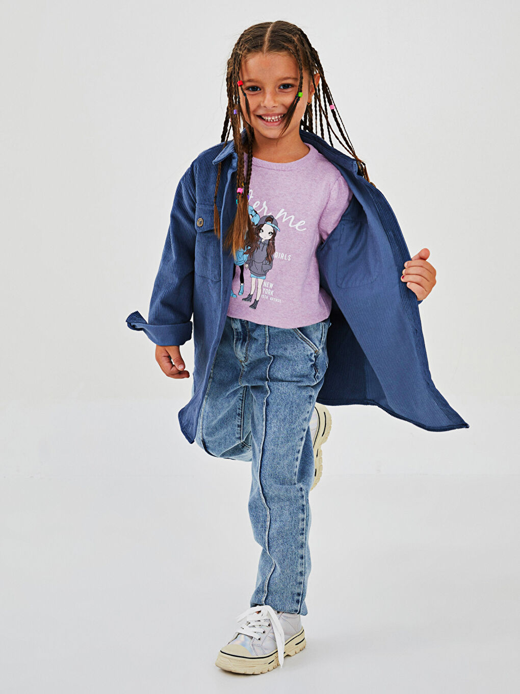 Slouchy Fit Cotton Girls' Jeans-4