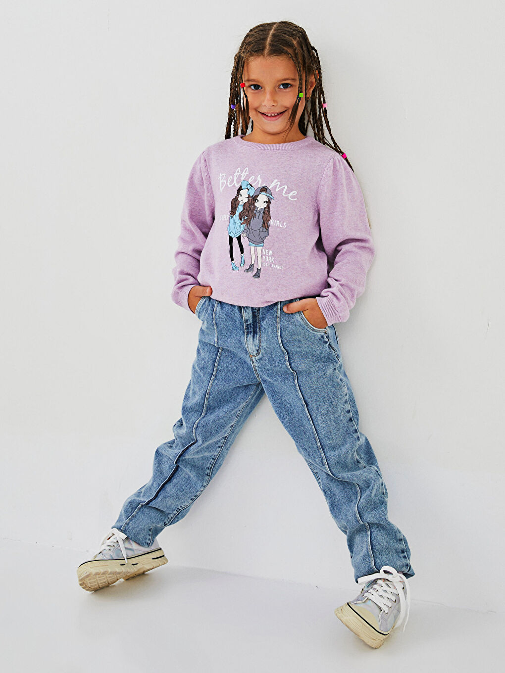 Slouchy Fit Cotton Girls' Jeans-2