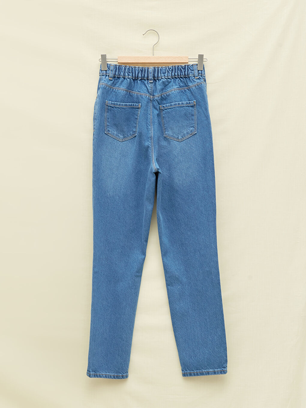 İndigo Yırtık Detaylı Kız Çocuk Mom Jean Pantolon-1