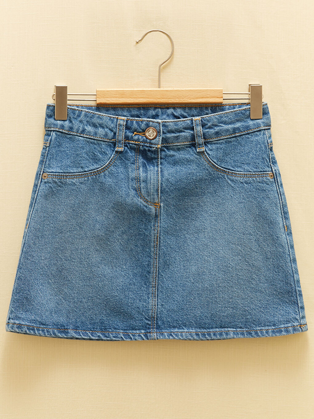 LCW Kids Basic Cotton Girl Jean Skirt -W17797Z4-H45