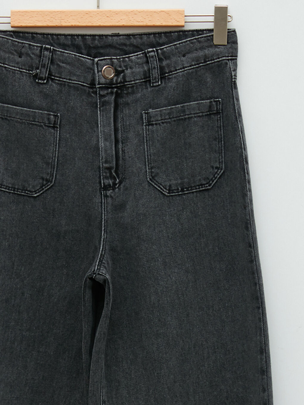 Basic Cotton Bell-Bottoms Girl Denim Trousers-2