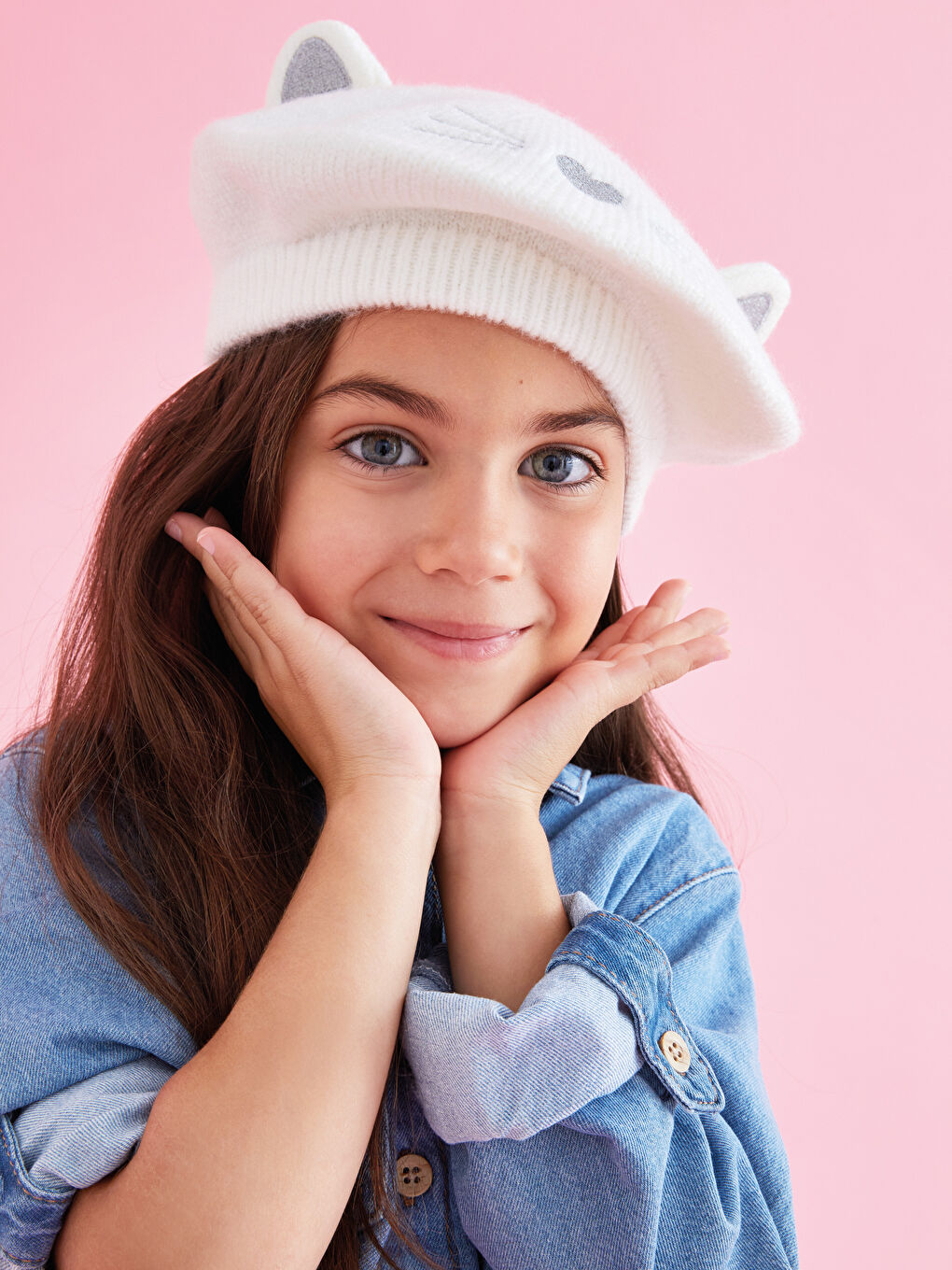 Robe en jean à col de chemise et manches longues pour fille-2