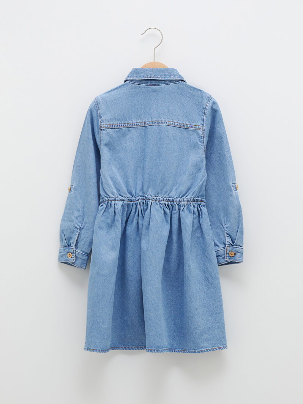 Robe en jean à col de chemise et manches longues pour fille-5