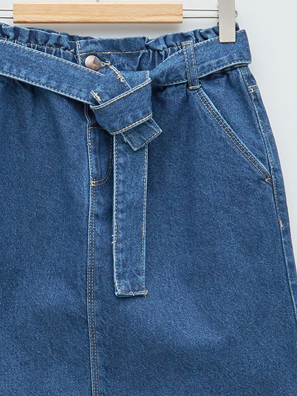 تنورة جينز بناتي بخصر مرن-2