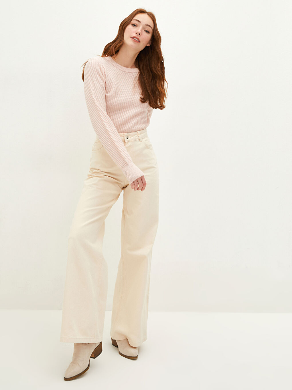 Свитер из трикотажа с круглым вырезом, узорчатый, с длинным рукавом для женщин-2