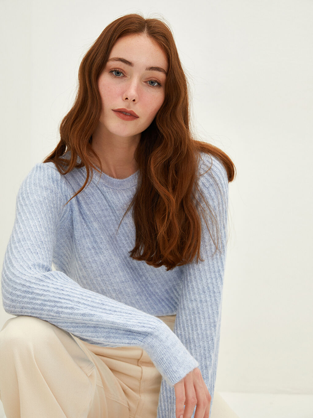 Pulover Tricotat cu Guler Rotund, Cu Model, Mânecă Lungă, pentru Femei-1