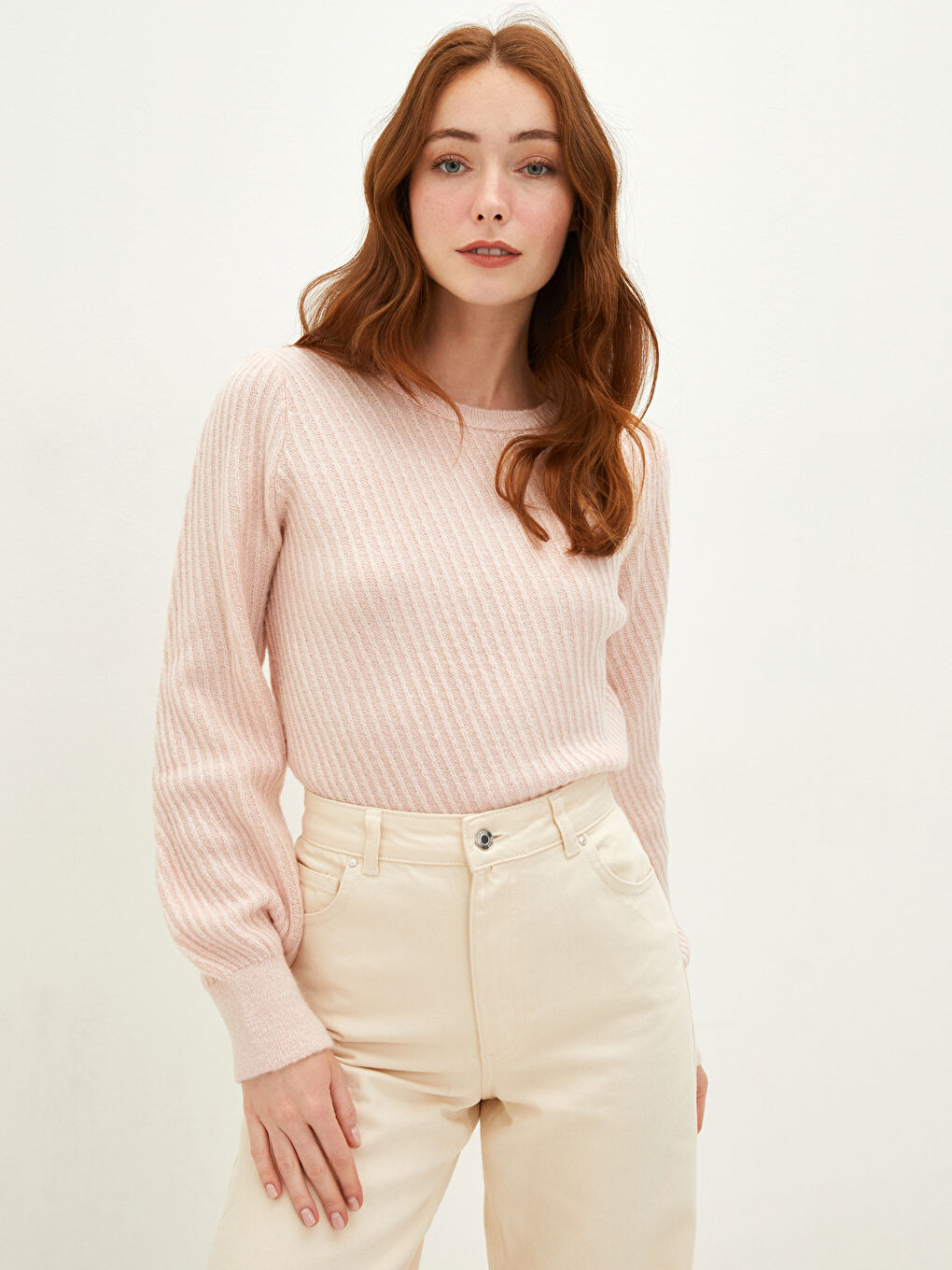 Свитер из трикотажа с круглым вырезом, узорчатый, с длинным рукавом для женщин