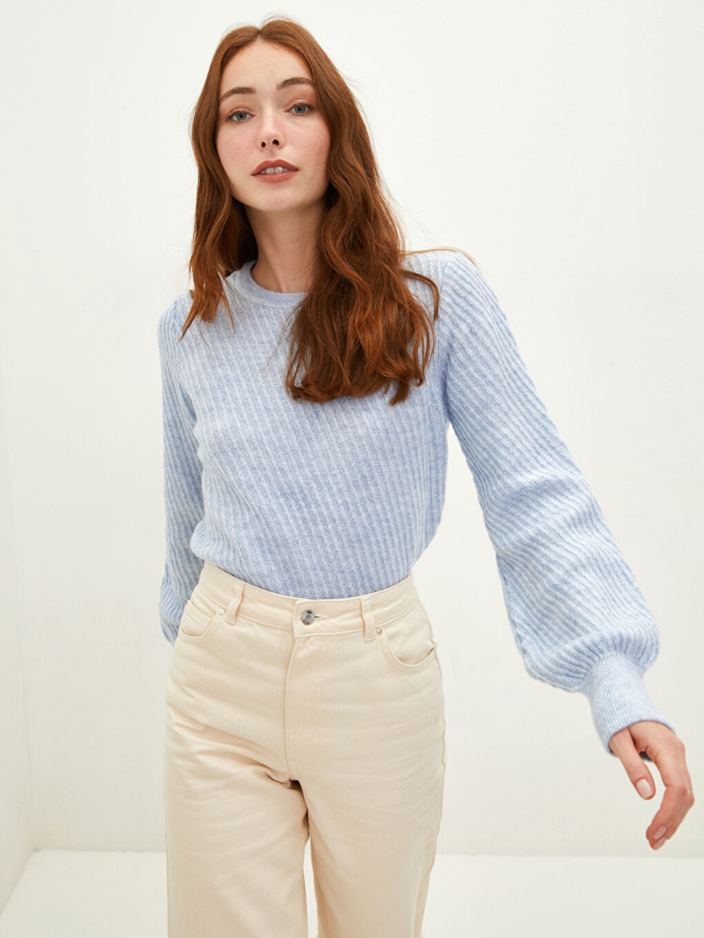 Pulover Tricotat cu Guler Rotund, Cu Model, Mânecă Lungă, pentru Femei