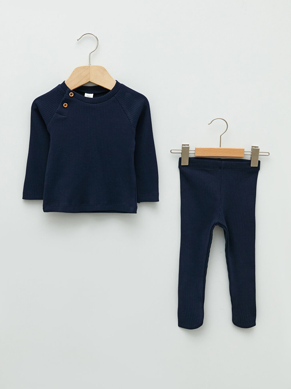 Lacivert Bisiklet Yaka Uzun Kollu Erkek Bebek Sweatshirt ve Pantolon 2'li Takım