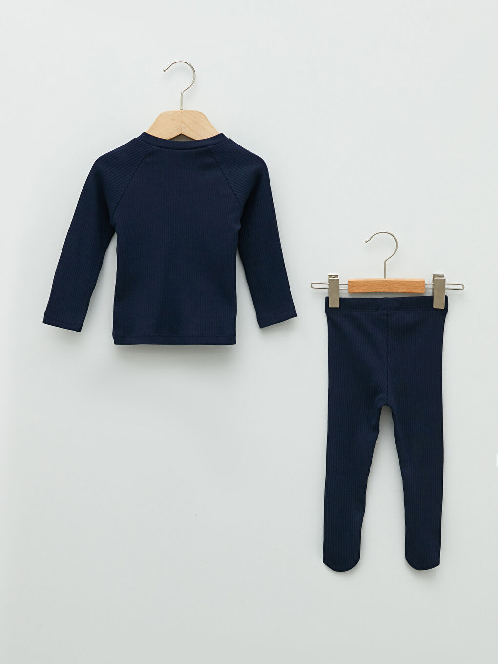 Lacivert Bisiklet Yaka Uzun Kollu Erkek Bebek Sweatshirt ve Pantolon 2'li Takım-1