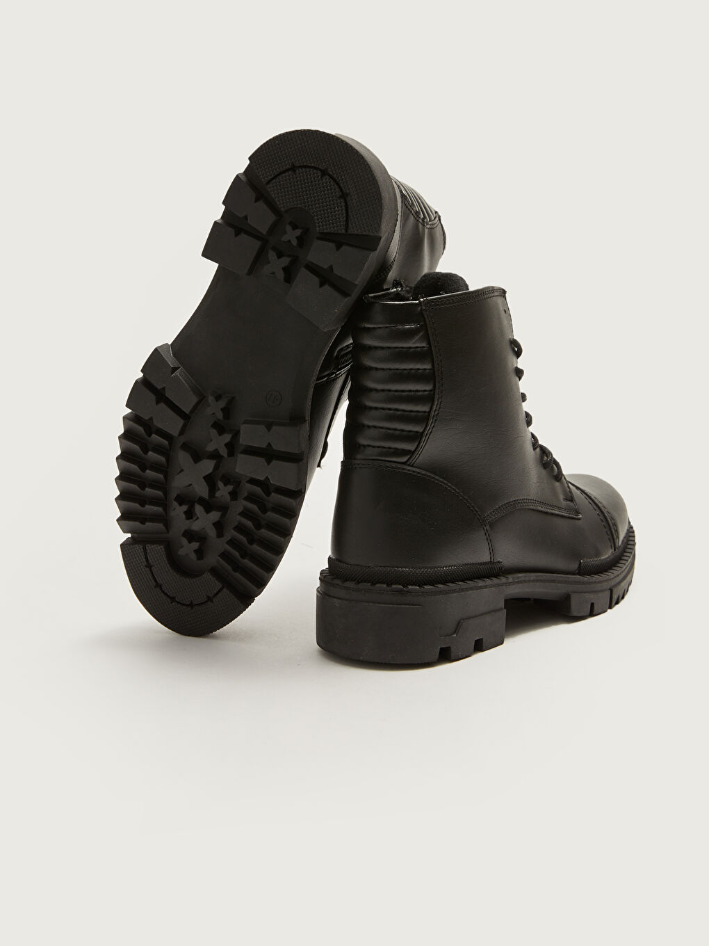 Bottes en Similicuir à Lacets et Fermeture Éclair pour Hommes-3