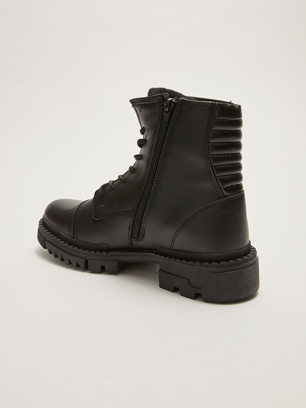 Bottes en Similicuir à Lacets et Fermeture Éclair pour Hommes-4