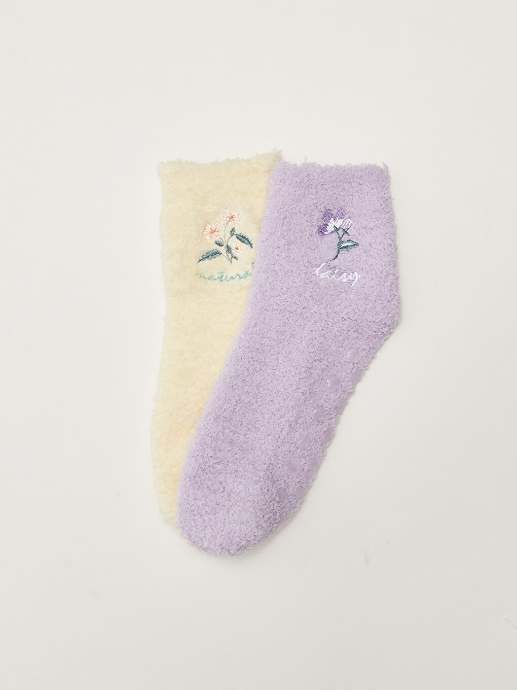 Flower Embroidered Women's Home Socks 2-Pack