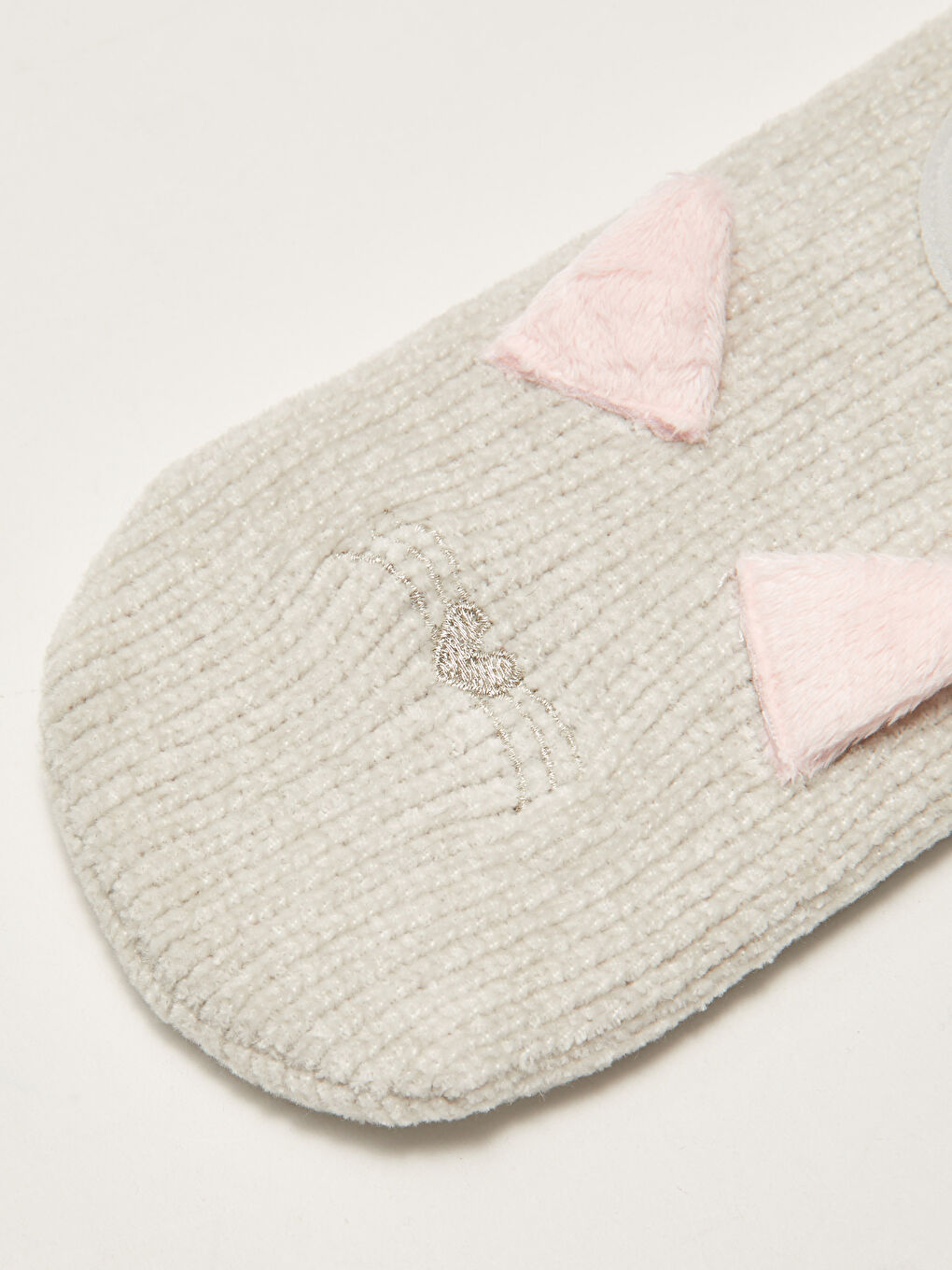 Gri 3D Hayvan Figürlü Kaydırmaz Taban Kadın Ev Çorabı-2