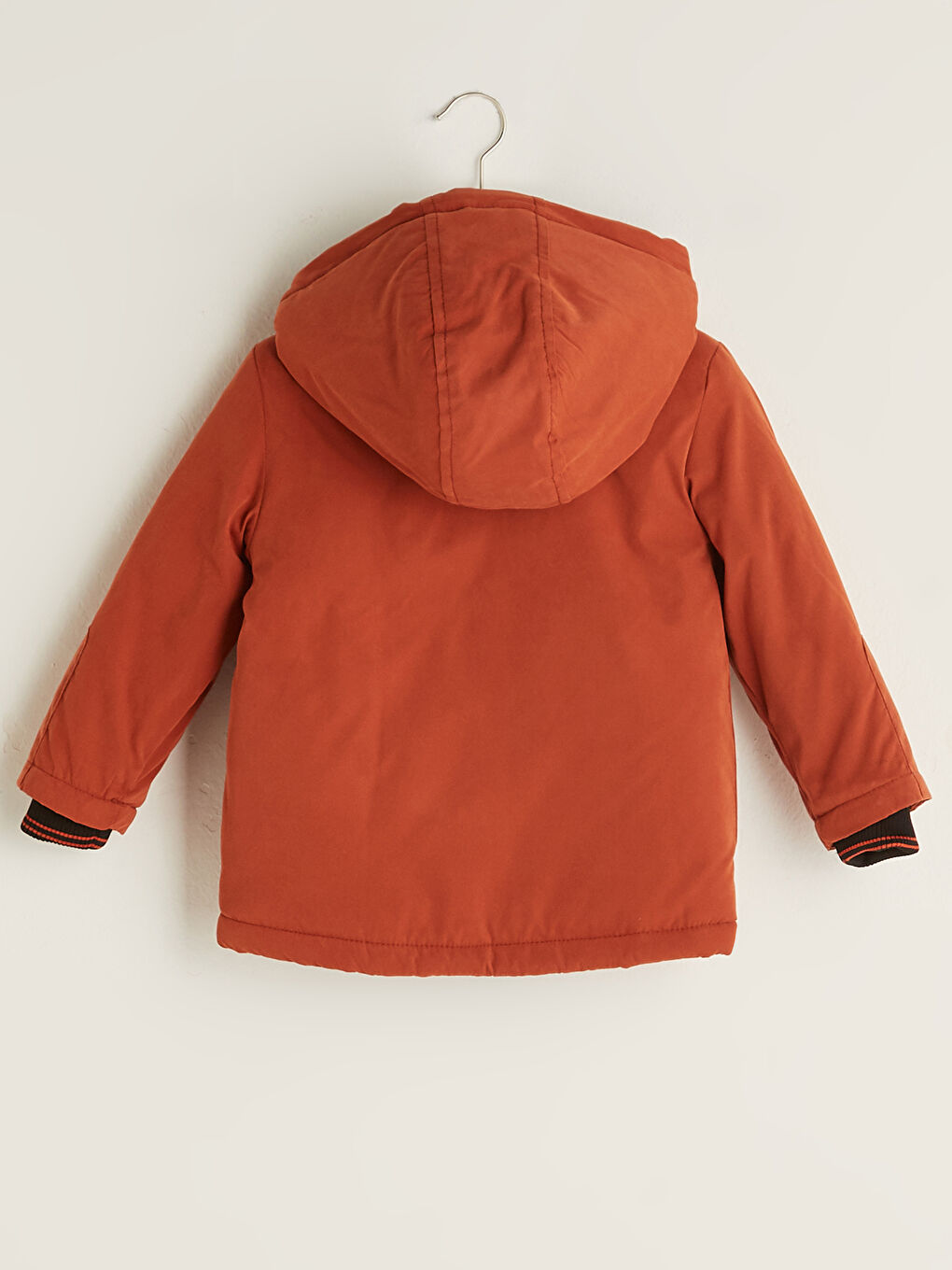 Turuncu Kapüşonlu Uzun Kol Erkek Bebek Fermuarlı Mont-1